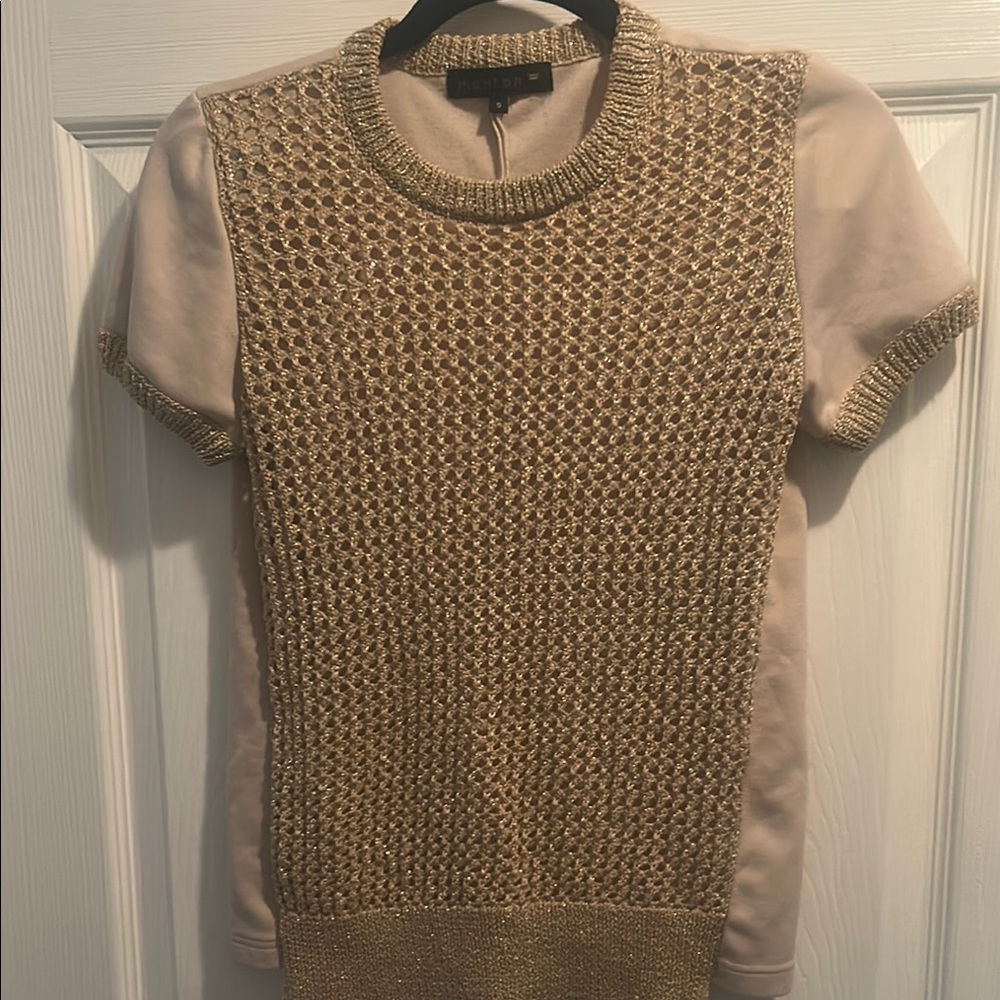 Gold Knit Short Sleeve Top
